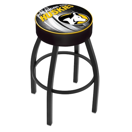 Holland Bar Stool Co 25" 4" Michigan Tech Cushion Seat, Blk Wrinkle Base Swivel Bar Stool L8B125MITech-D2